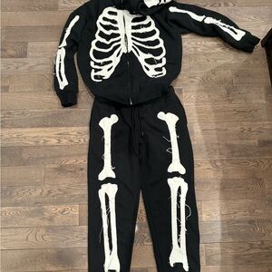 Forever 21 Black & White Skeleton Hoodie and Joggers Set